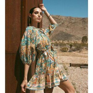 NWT Cleobella Magdalena Mini Dress Belted Boho Tassel Small S Las Palmas $198